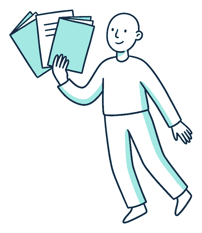 A person holds three separate policy booklets fanned out in one hand like a hand of cards
