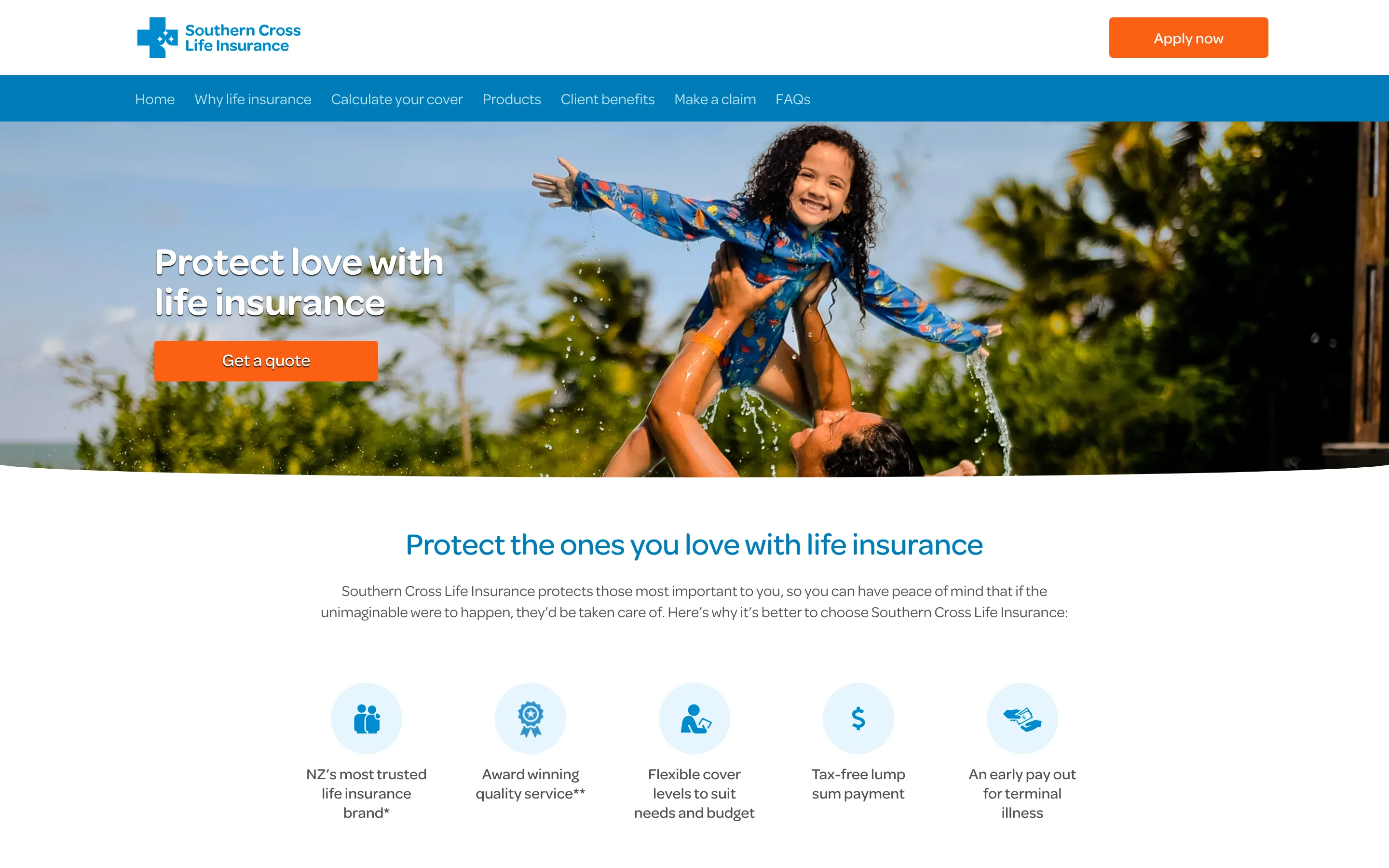 The front page of Southern Cross Life's own website as it appeared on 16 September 2026